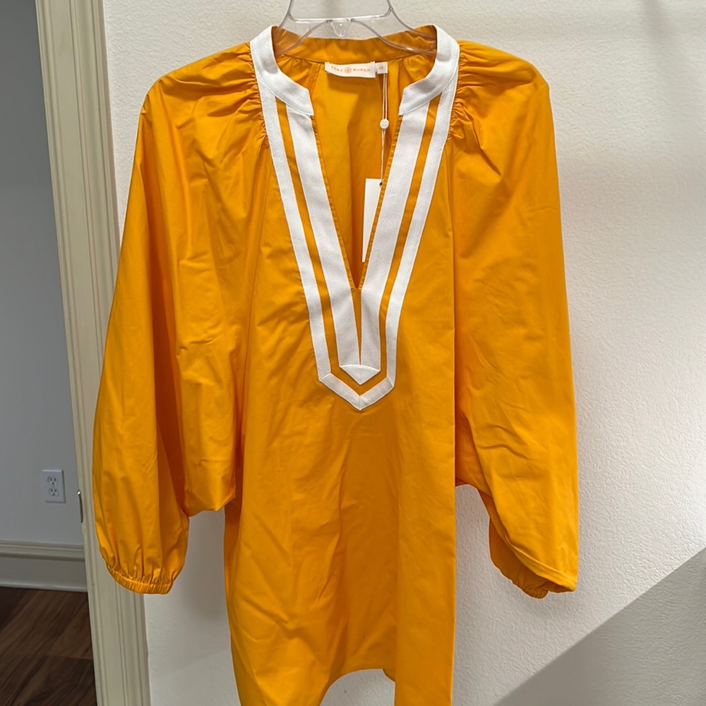 Tory Burch Yellow Tunic with White Trim